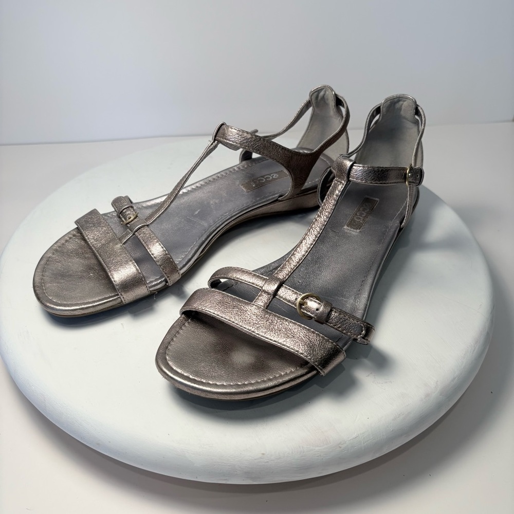 Ecco Metallic T-Strap Sandals